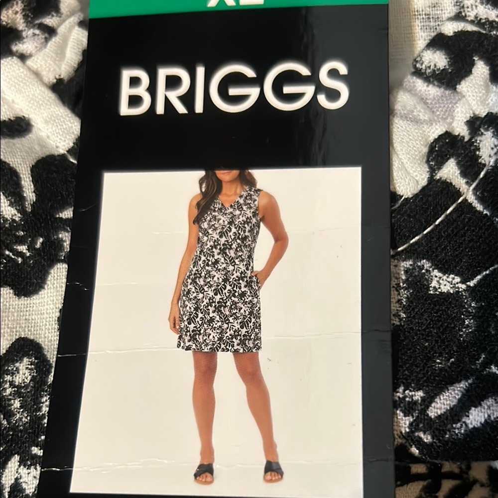 Briggs New York Black and White Linen Blend Dress size L NWT - Picture 3 of 6